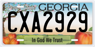 GA license plate CXA2929