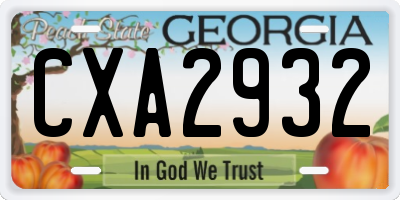 GA license plate CXA2932