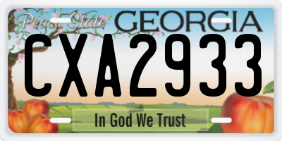 GA license plate CXA2933