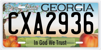GA license plate CXA2936