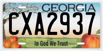 GA license plate CXA2937