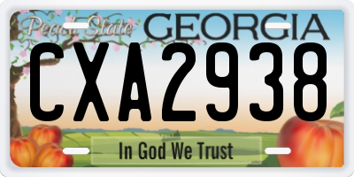 GA license plate CXA2938
