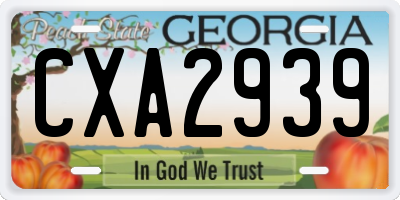 GA license plate CXA2939