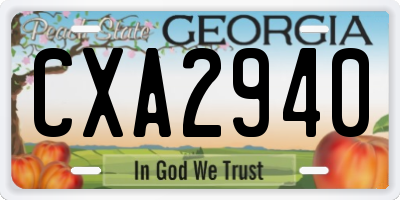 GA license plate CXA2940