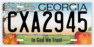 GA license plate CXA2945
