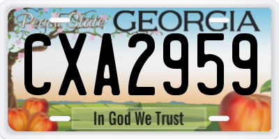 GA license plate CXA2959