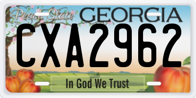GA license plate CXA2962