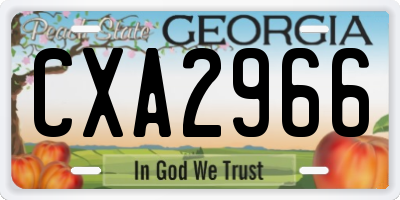 GA license plate CXA2966