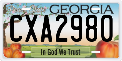 GA license plate CXA2980