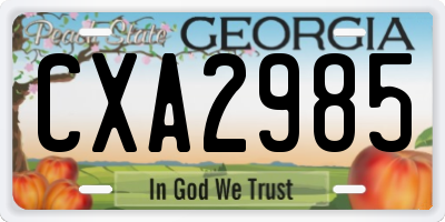 GA license plate CXA2985