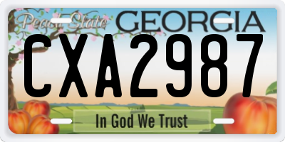 GA license plate CXA2987