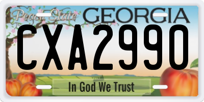 GA license plate CXA2990