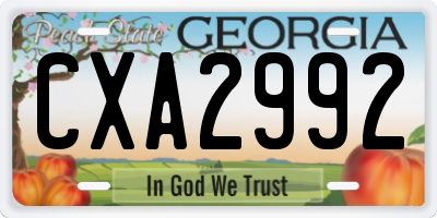 GA license plate CXA2992