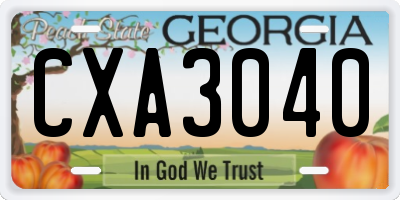 GA license plate CXA3040