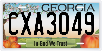 GA license plate CXA3049