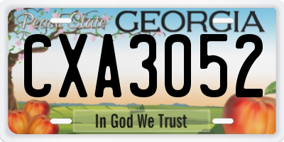 GA license plate CXA3052