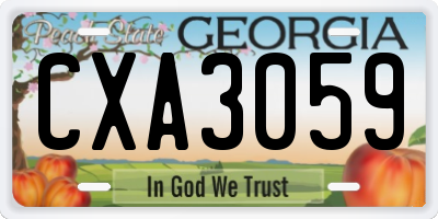 GA license plate CXA3059
