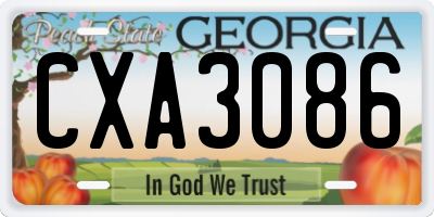 GA license plate CXA3086