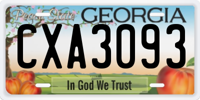 GA license plate CXA3093
