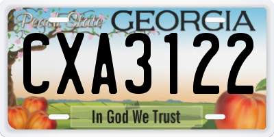 GA license plate CXA3122