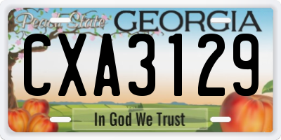 GA license plate CXA3129