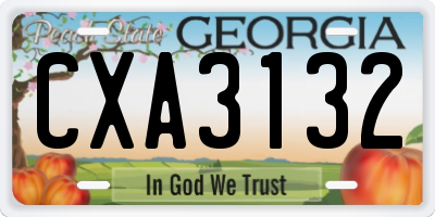 GA license plate CXA3132