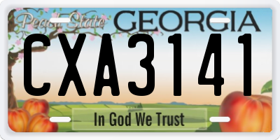 GA license plate CXA3141