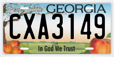 GA license plate CXA3149