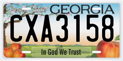 GA license plate CXA3158