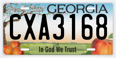 GA license plate CXA3168