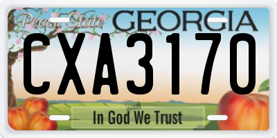 GA license plate CXA3170