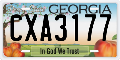 GA license plate CXA3177
