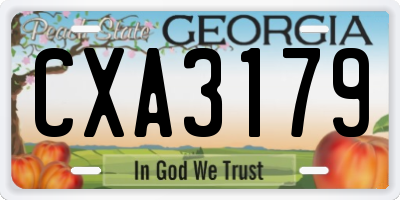 GA license plate CXA3179