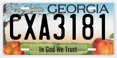 GA license plate CXA3181