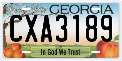 GA license plate CXA3189