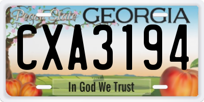 GA license plate CXA3194