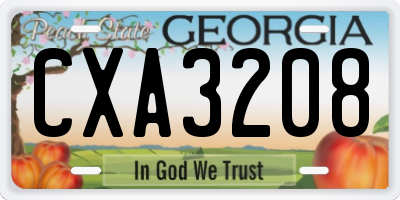 GA license plate CXA3208