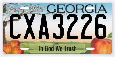 GA license plate CXA3226