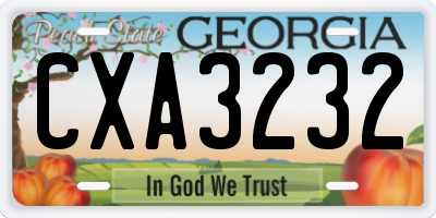 GA license plate CXA3232