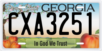GA license plate CXA3251
