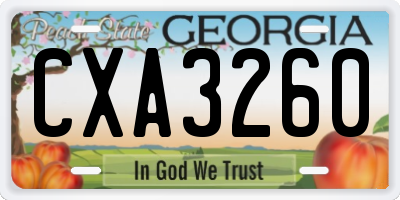 GA license plate CXA3260