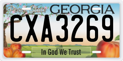 GA license plate CXA3269