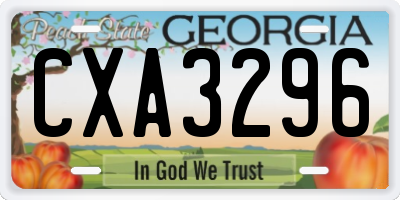 GA license plate CXA3296