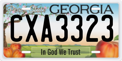 GA license plate CXA3323