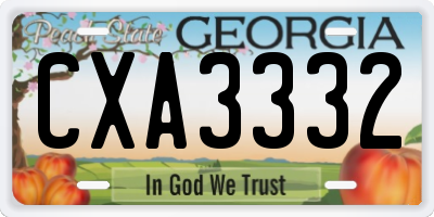 GA license plate CXA3332