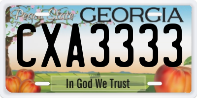 GA license plate CXA3333