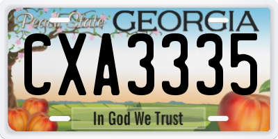 GA license plate CXA3335