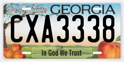 GA license plate CXA3338