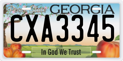 GA license plate CXA3345