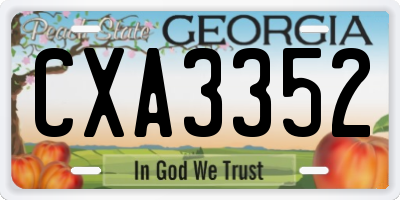 GA license plate CXA3352